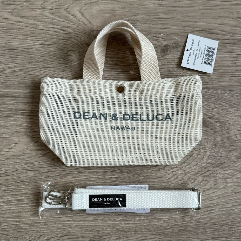 🆕 Dean & Deluca Hawaii Cream Limited Edition XS Mini Mesh Tote Bag with Strap